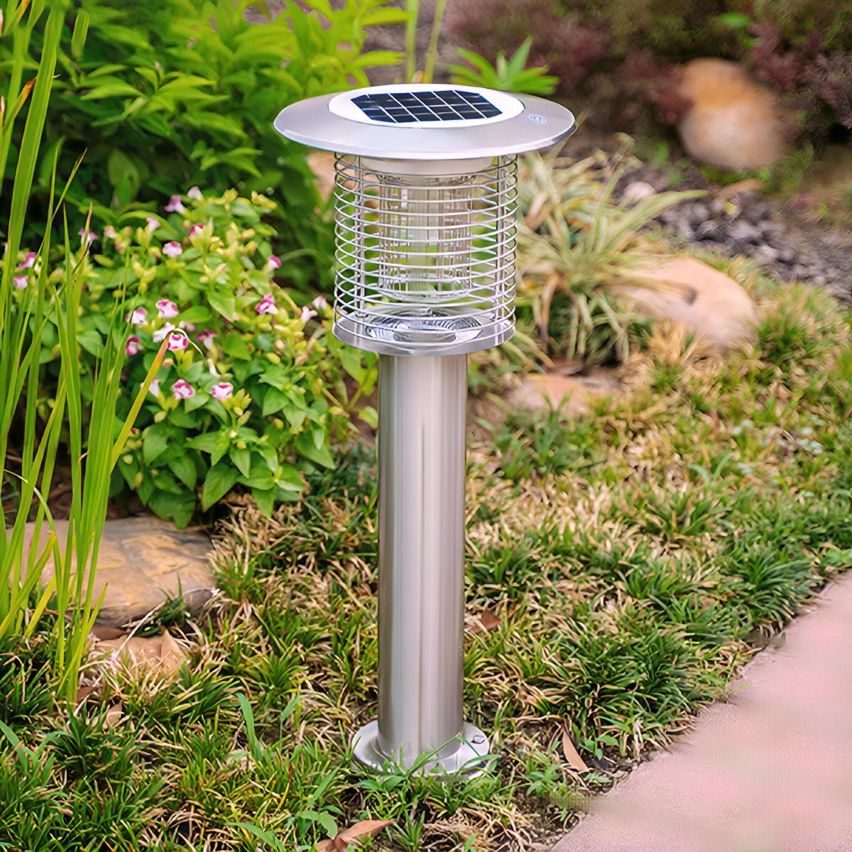 Solar Waterproof LED Outdoor Mosquito Bug Zapper Killer Lawn Pillar Lights - Image 7