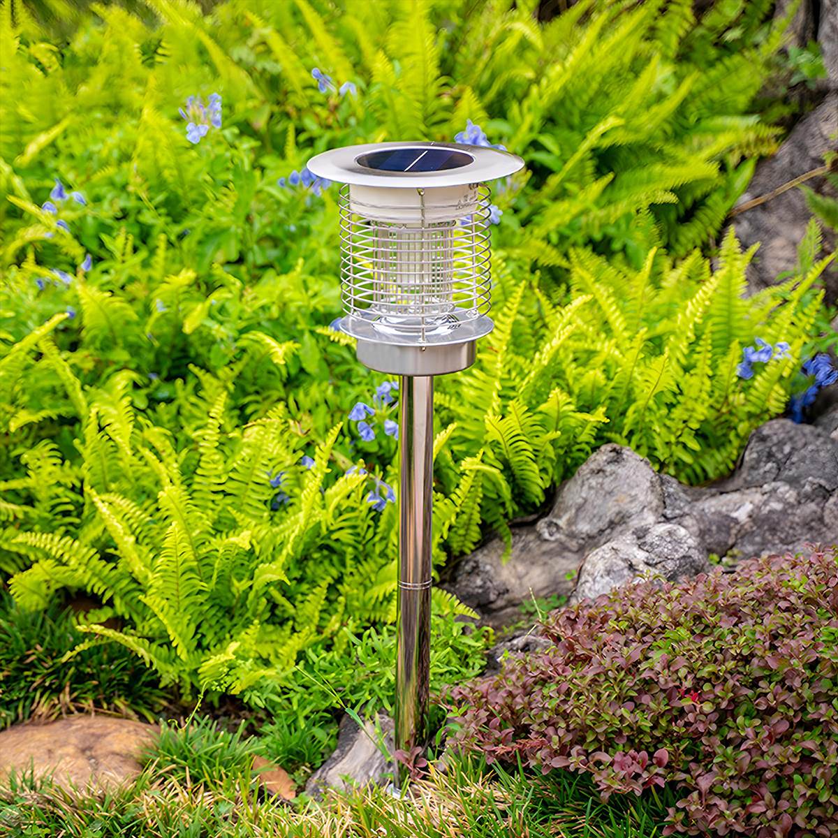 Solar Waterproof LED Outdoor Mosquito Bug Zapper Killer Lawn Pillar Lights - Image 8