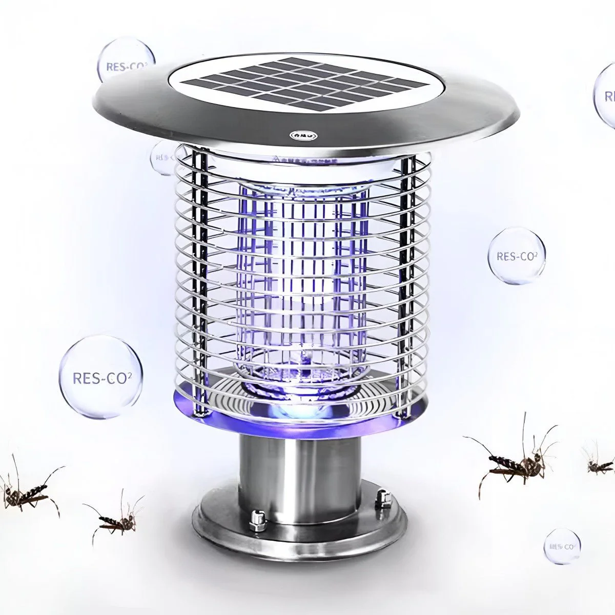 Solar Waterproof LED Outdoor Mosquito Bug Zapper Killer Post light Rechargeable - Image 5