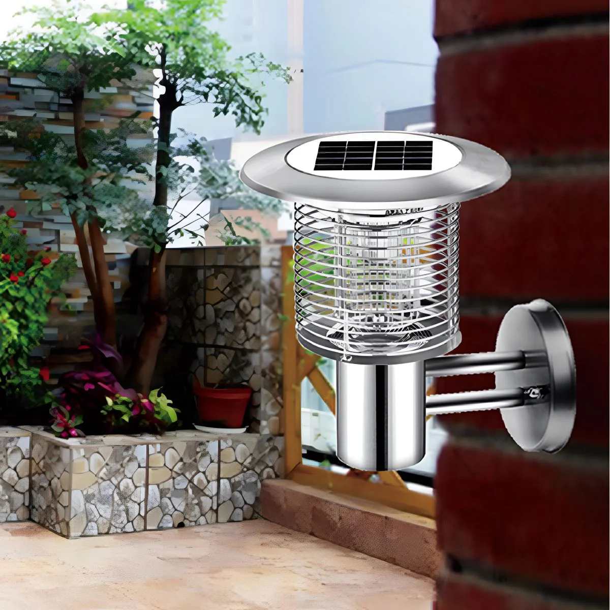 Solar Waterproof LED Outdoor Mosquito Bug Zapper Killer Wall Lights Rechargeable - Image 3
