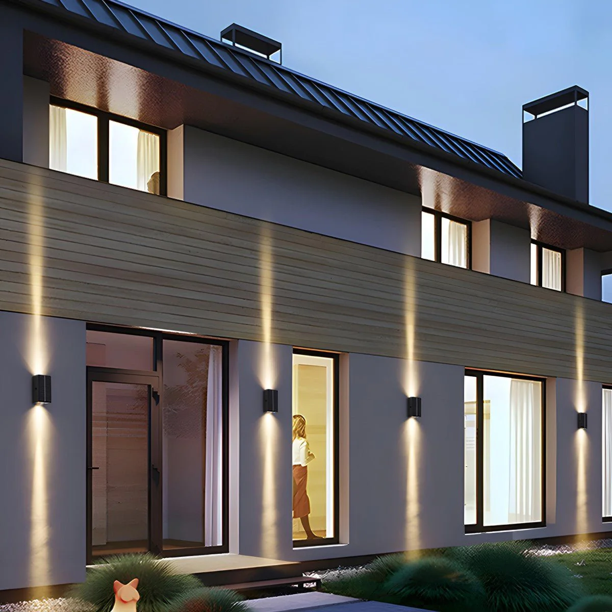 Solar Waterproof Modern Black Up&Down LED Outdoor Wall Washer Spot Lights - Image 4