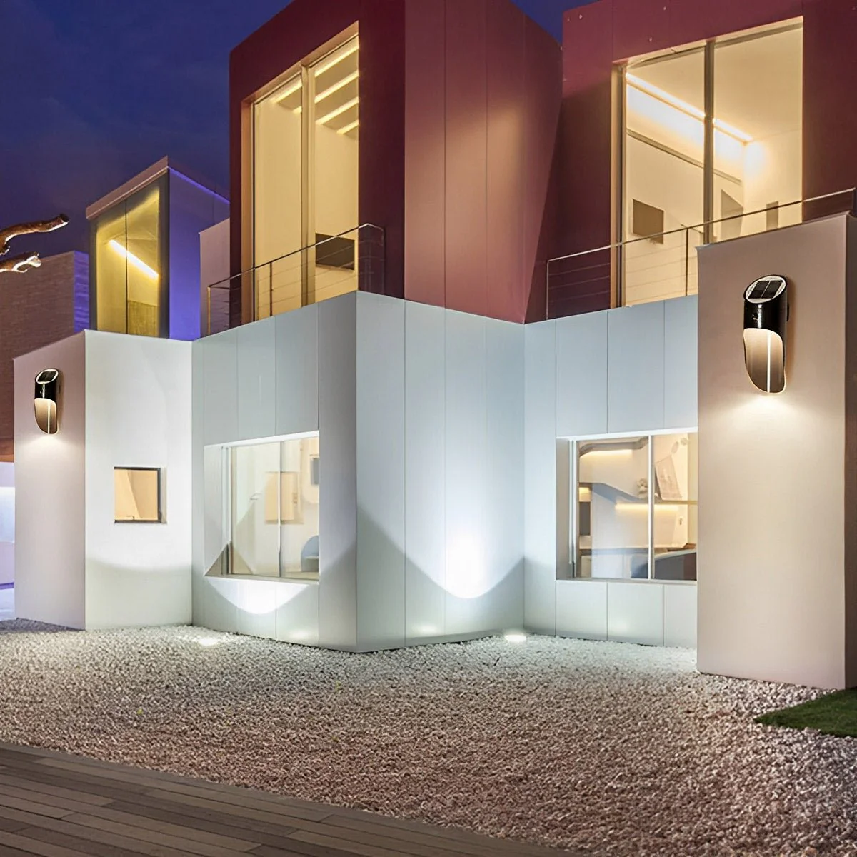 Solar Waterproof Modern Sensor Mode Outdoor Porch LED Wall Lights - Image 2