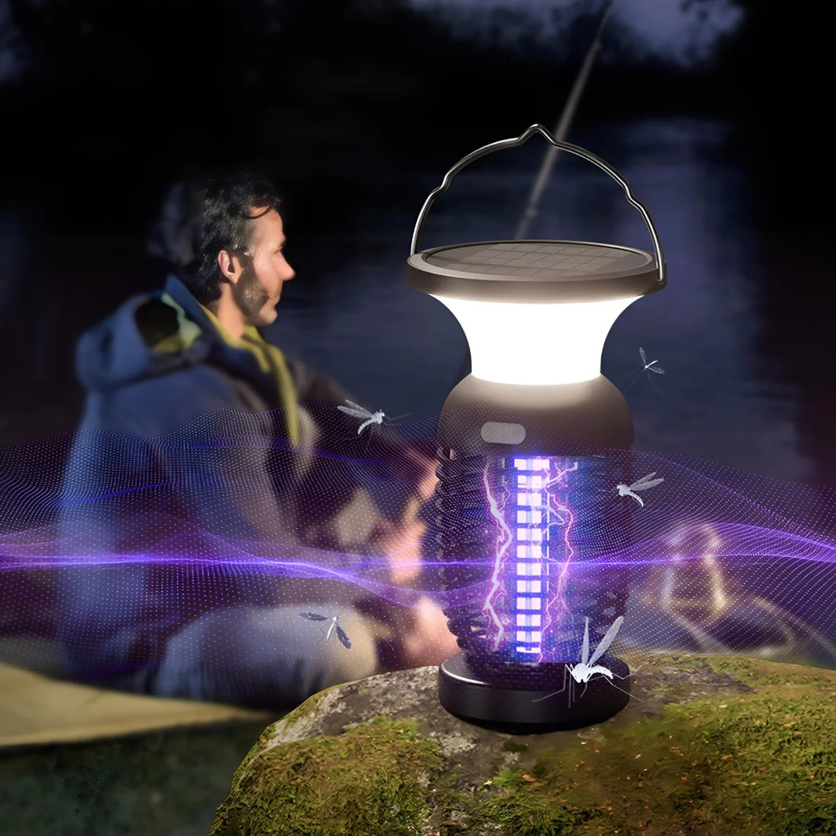 Solar Waterproof Outdoor Mosquito Bug Zapper Killer LED Hanging Lantern Lights - Image 7