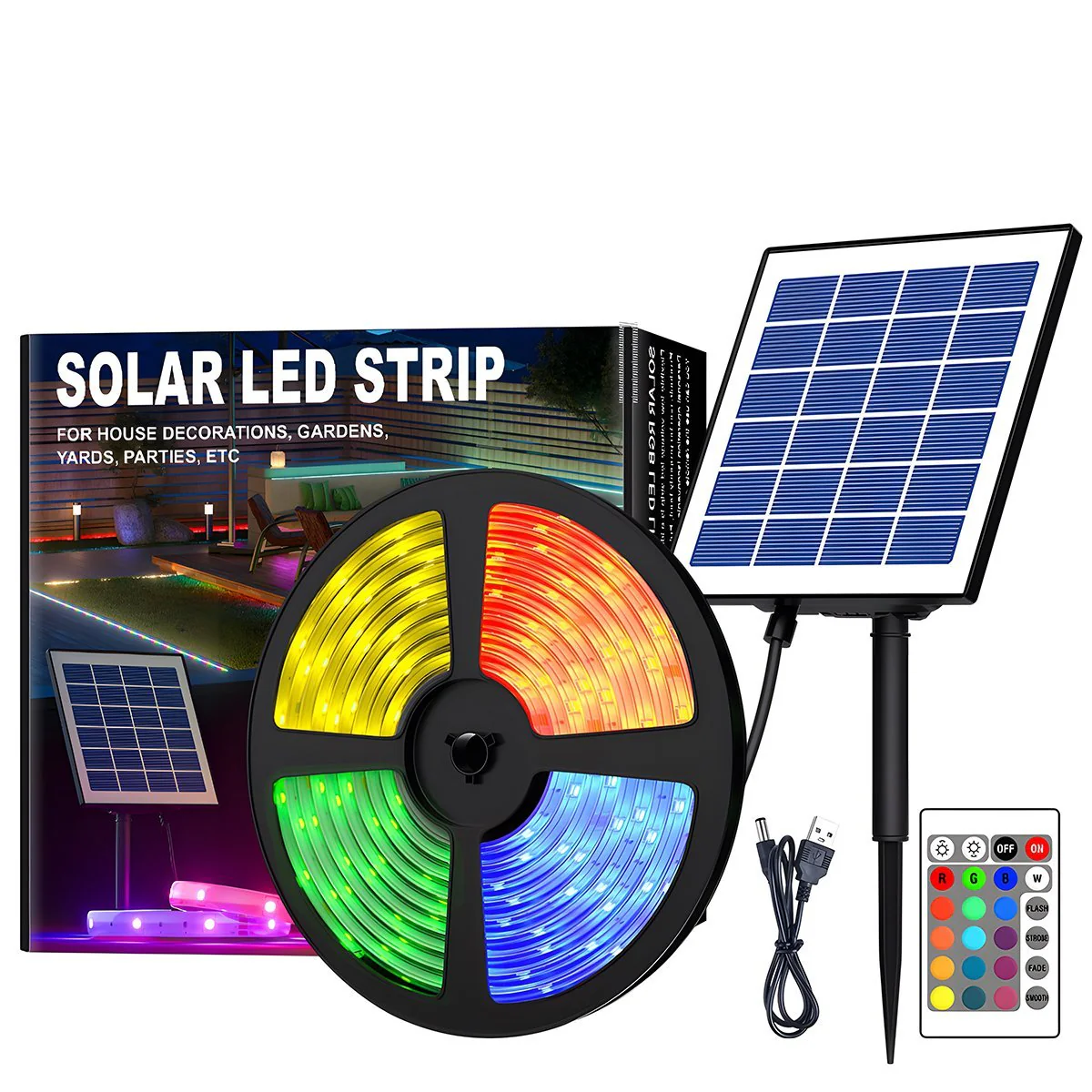 Solar Waterproof Outdoor RGB Atmosphere Streamer LED Light Strip - Image 8