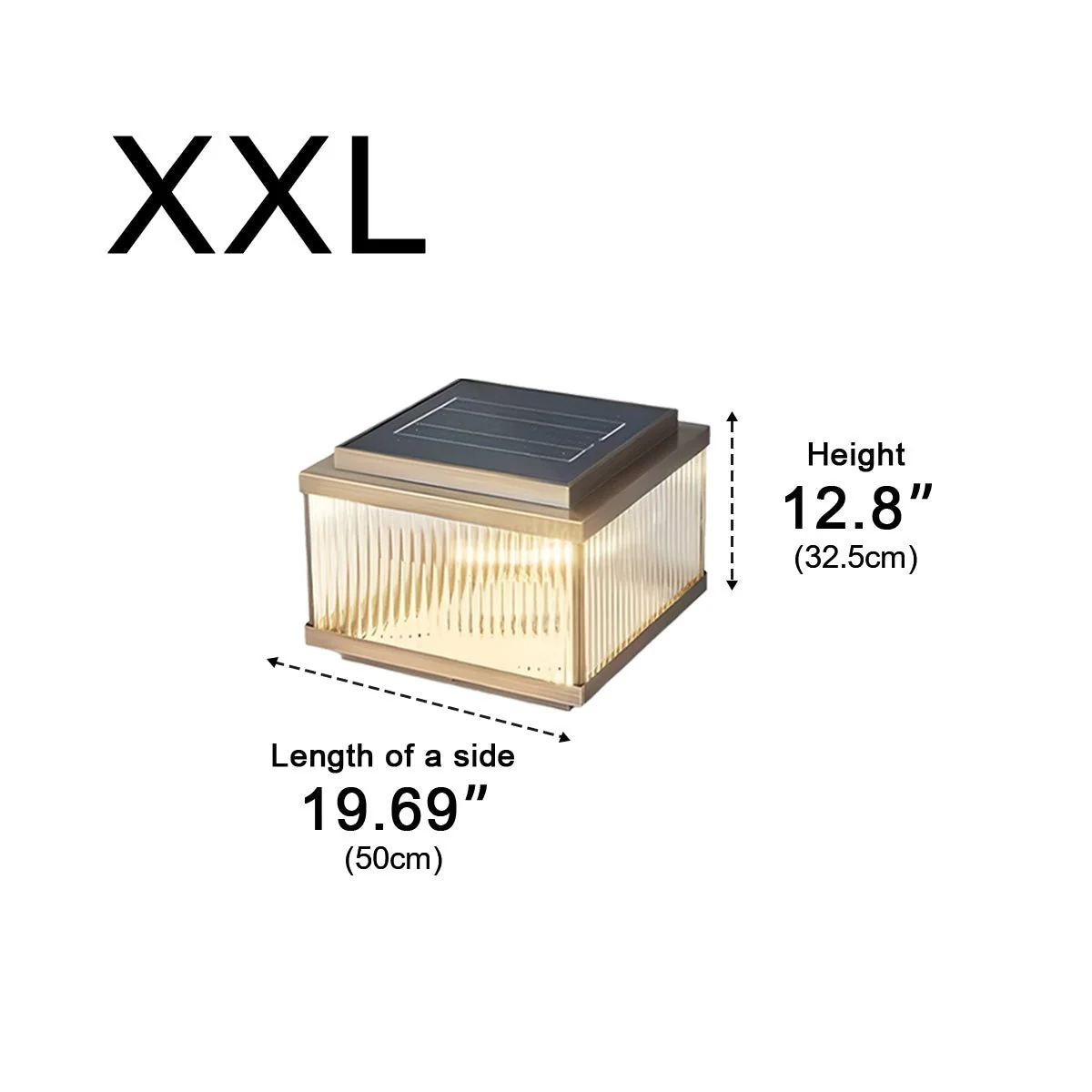 Solar Waterproof Square Vintage Copper LED Outdoor Post Light - Image 17