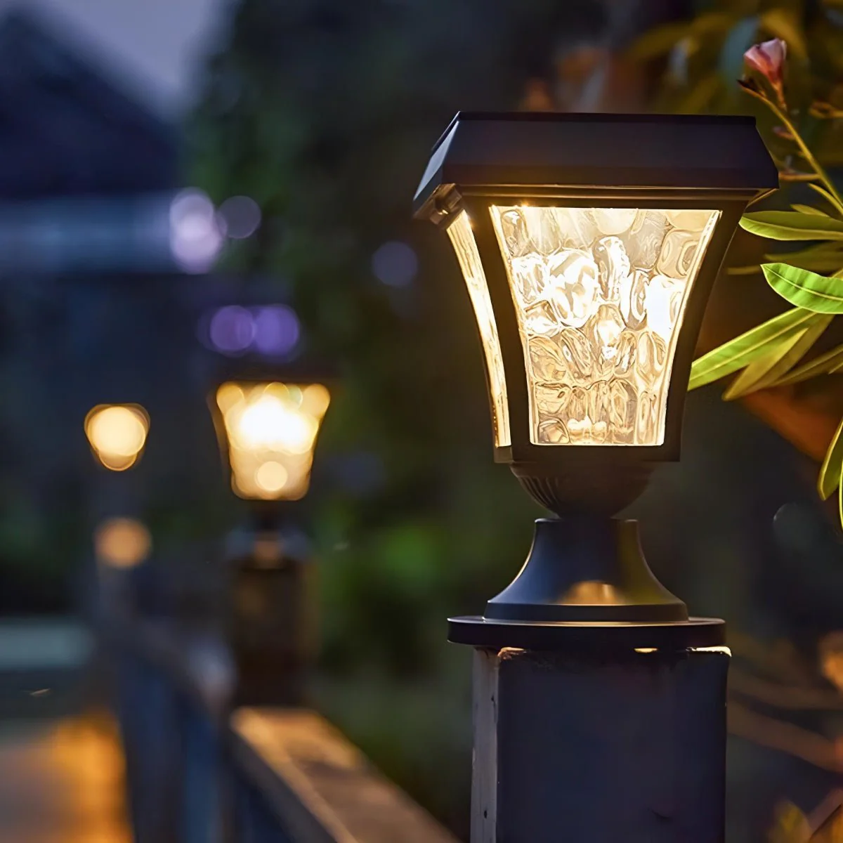 Solar Waterproof Water Wave Lampshade LED Outdoor Post Lights - Image 4