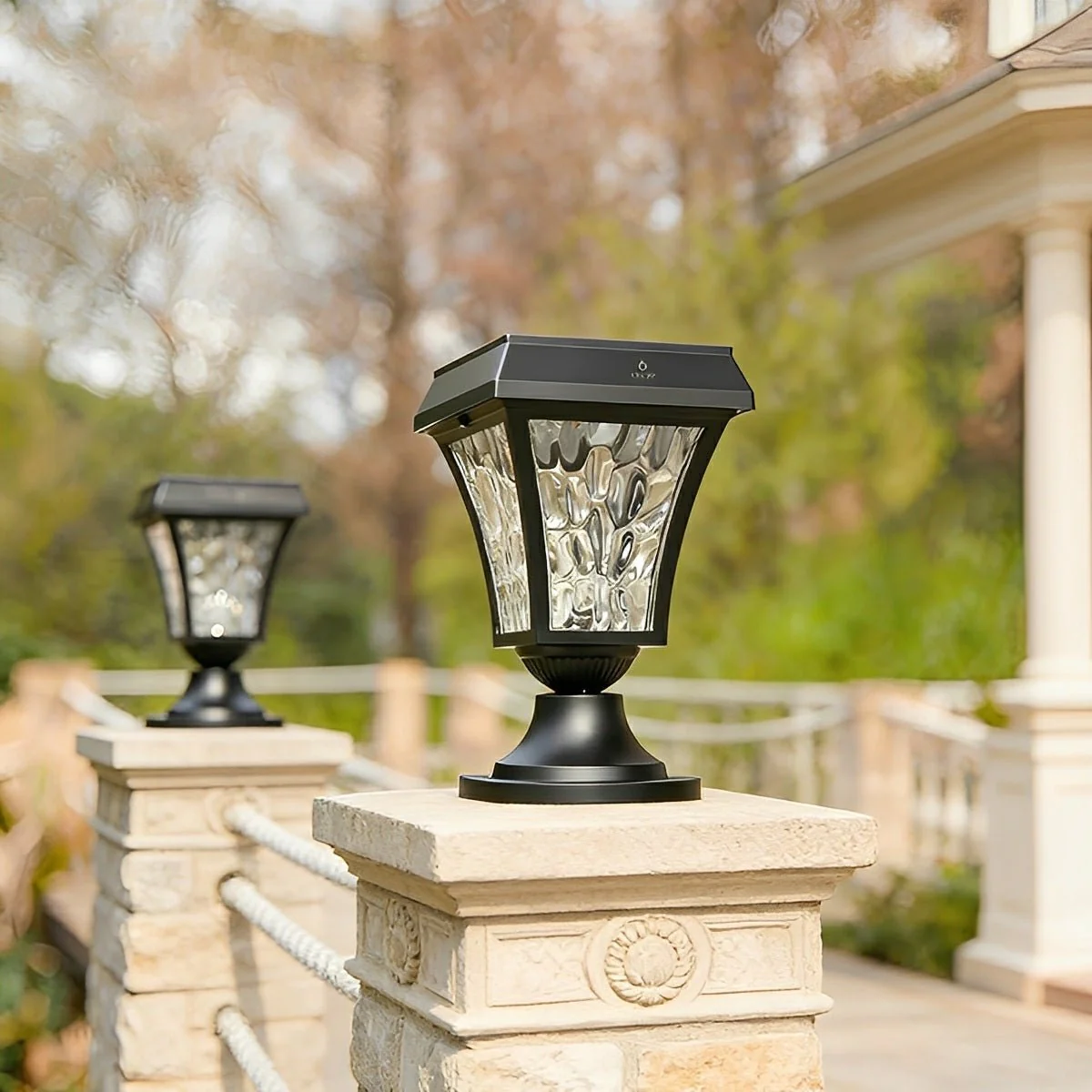 Solar Waterproof Water Wave Lampshade LED Outdoor Post Lights - Image 5