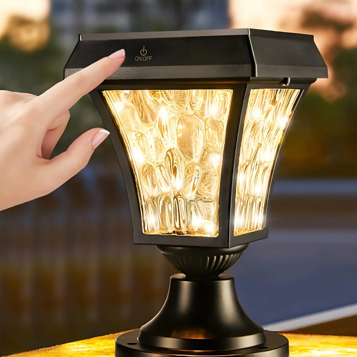 Solar Waterproof Water Wave Lampshade LED Outdoor Post Lights - Image 7