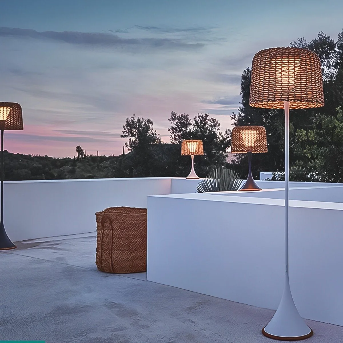Waterproof Weave Shade LED Outdoor Floor Lamp - Image 7