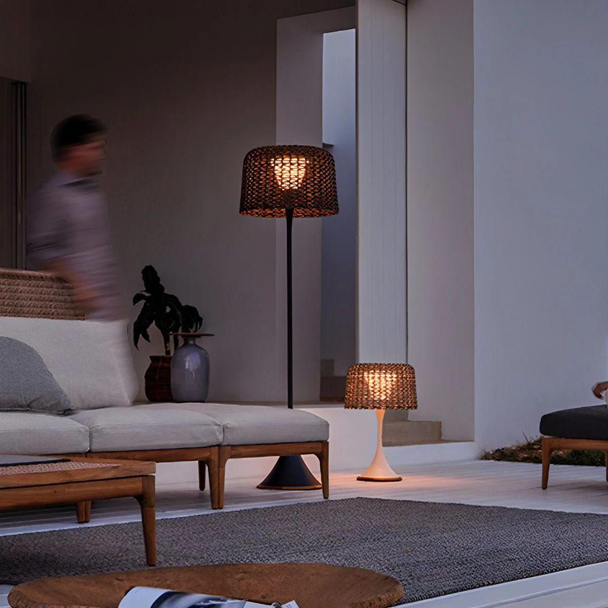 Waterproof Weave Shade LED Outdoor Floor Lamp - Image 8