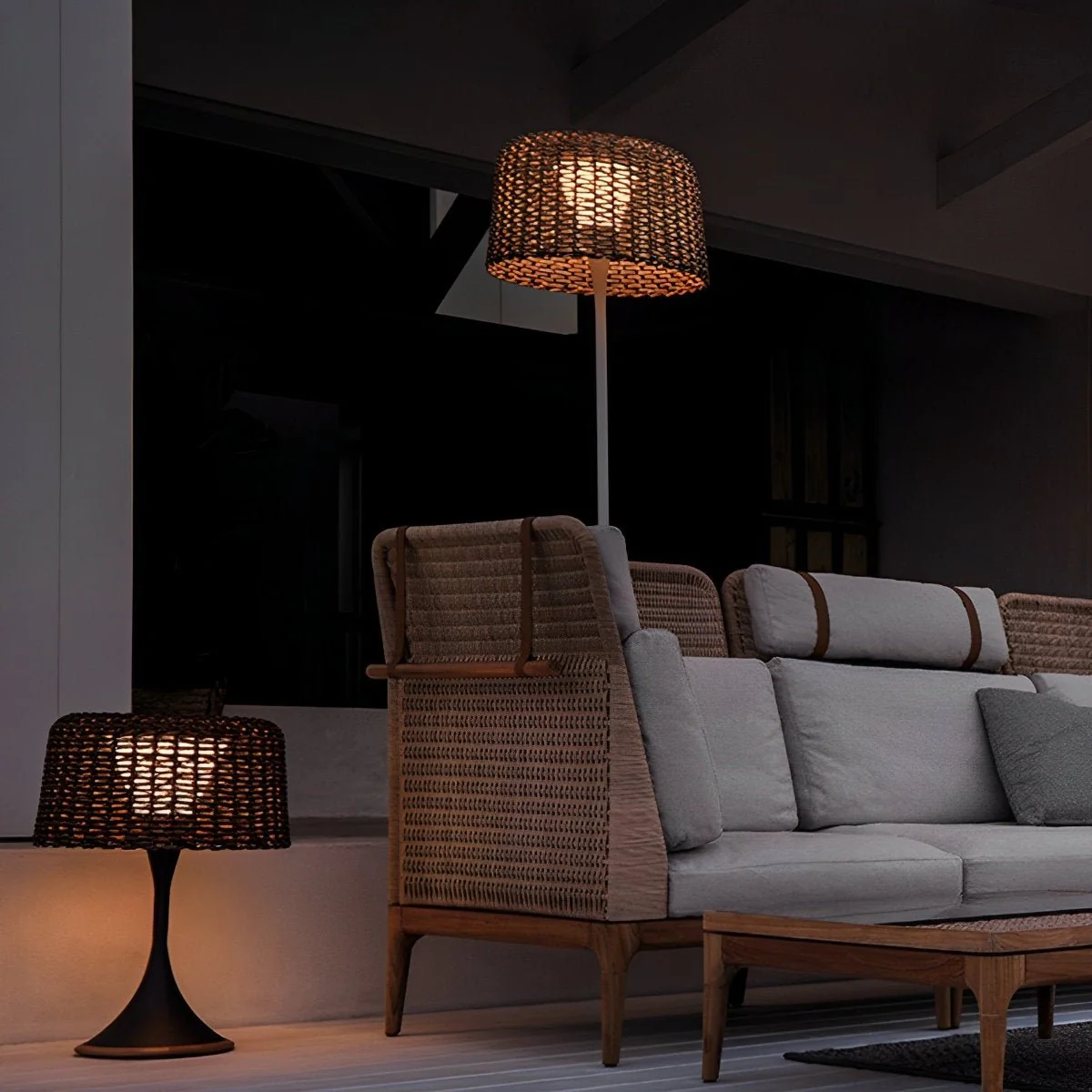Waterproof Weave Shade LED Outdoor Floor Lamp - Image 9