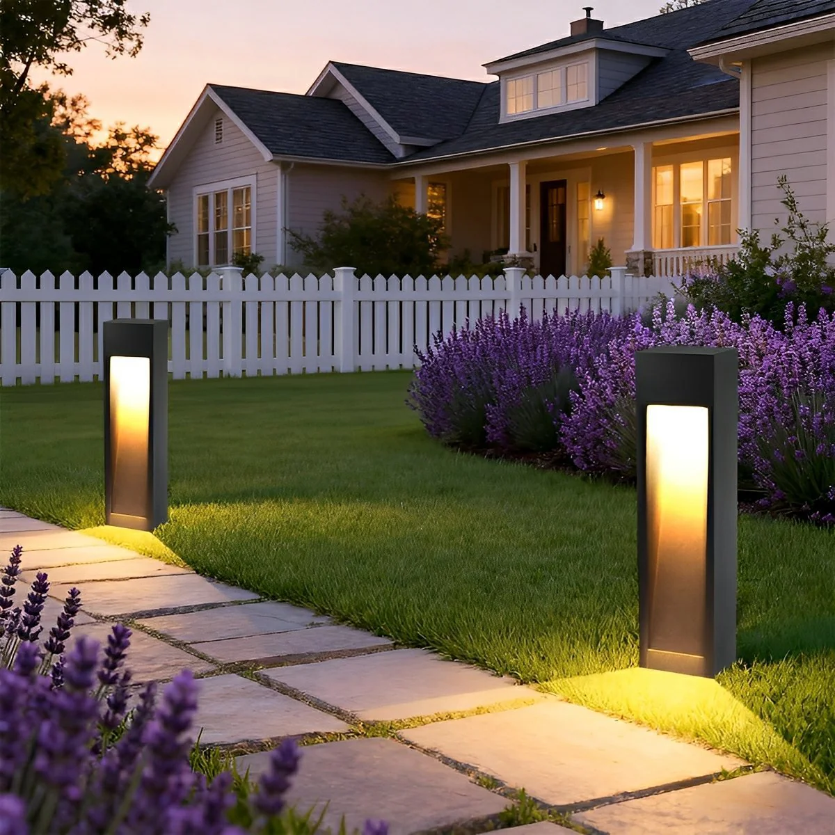 Square LED Waterproof Black Modern Pathway Walkway Lights Outdoor Lantern Lamp - Image 3