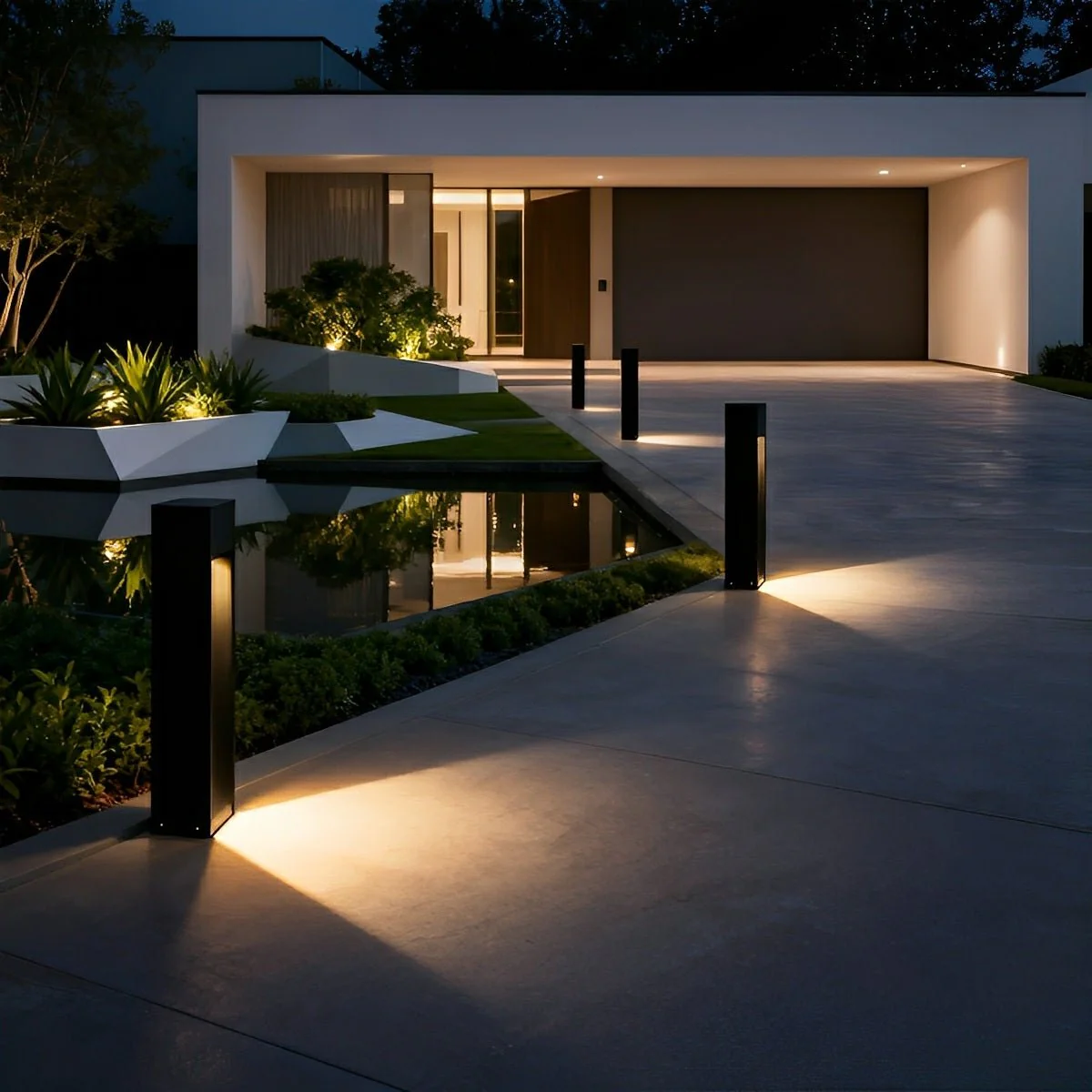Square LED Waterproof Black Modern Pathway Walkway Lights Outdoor Lantern Lamp - Image 4