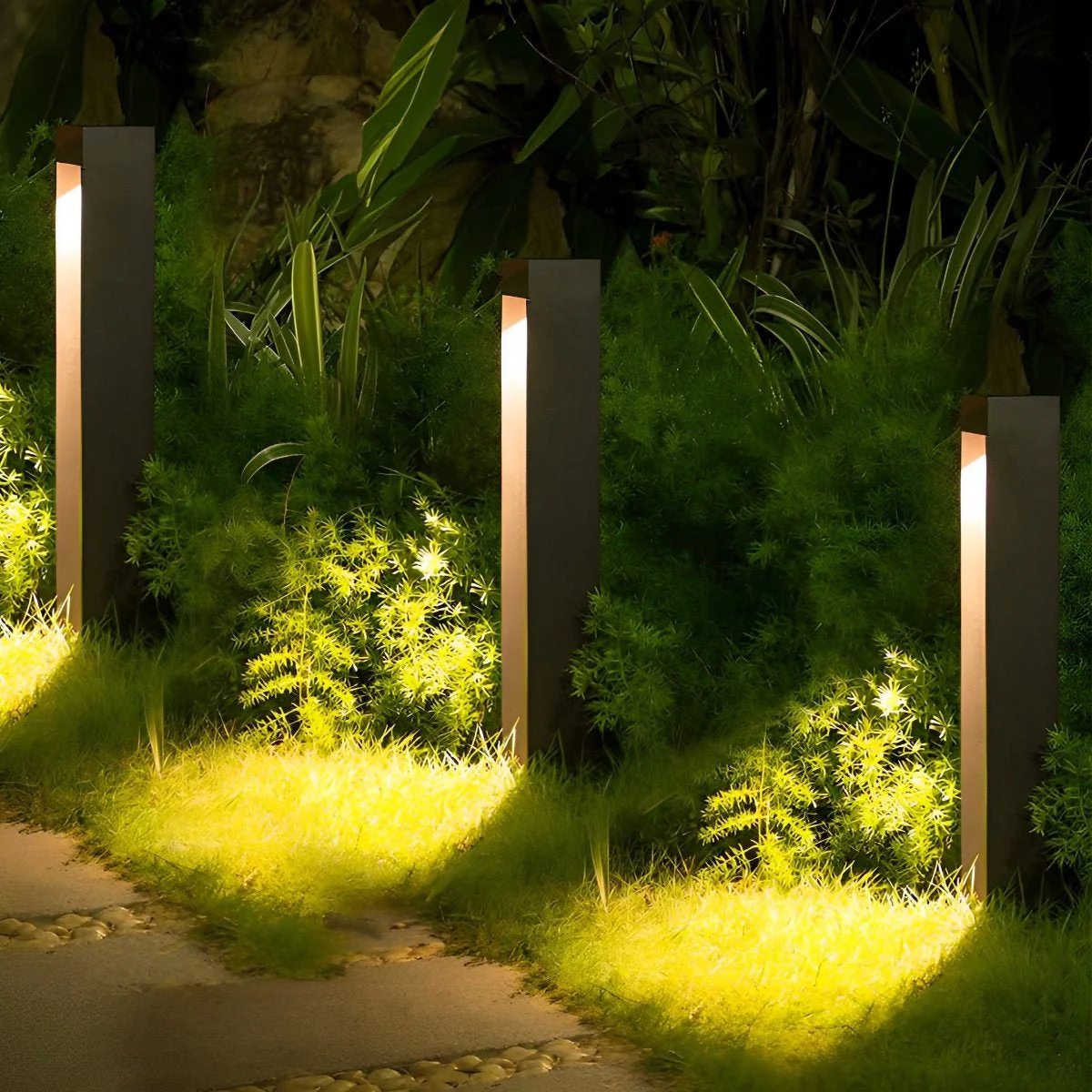 Square LED Waterproof Black Modern Pathway Walkway Lights Outdoor Lantern Lamp - Image 7