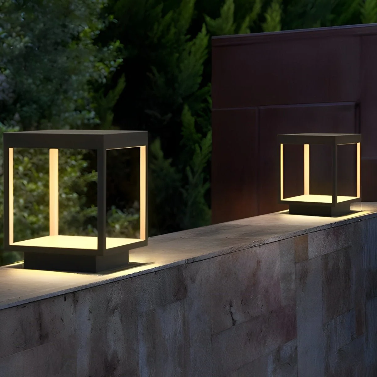 Square Hollow Frame Waterproof LED Courtyard Post Cap Light - Image 3