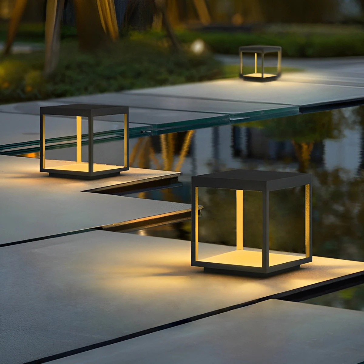 Square Hollow Frame Waterproof LED Courtyard Post Cap Light - Image 4