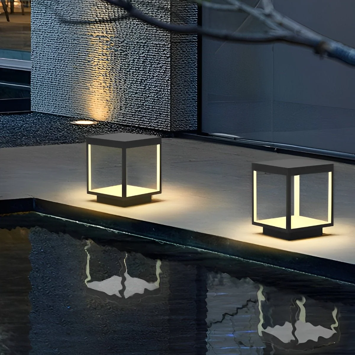 Square Hollow Frame Waterproof LED Courtyard Post Cap Light - Image 5
