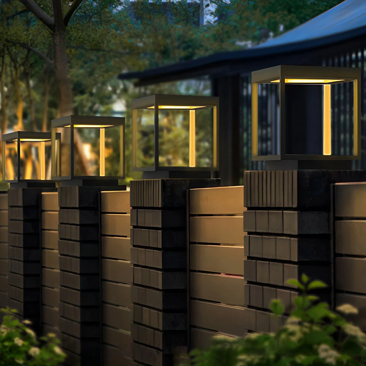 Square Hollow Frame Waterproof LED Courtyard Post Cap Light - Image 6