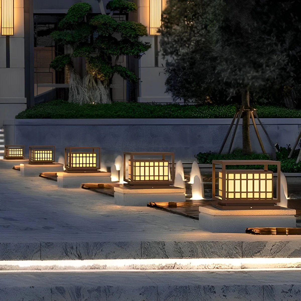 Square LED Waterproof Brown Modern Outdoor Deck Post Lights Pillar Light Column - Image 2