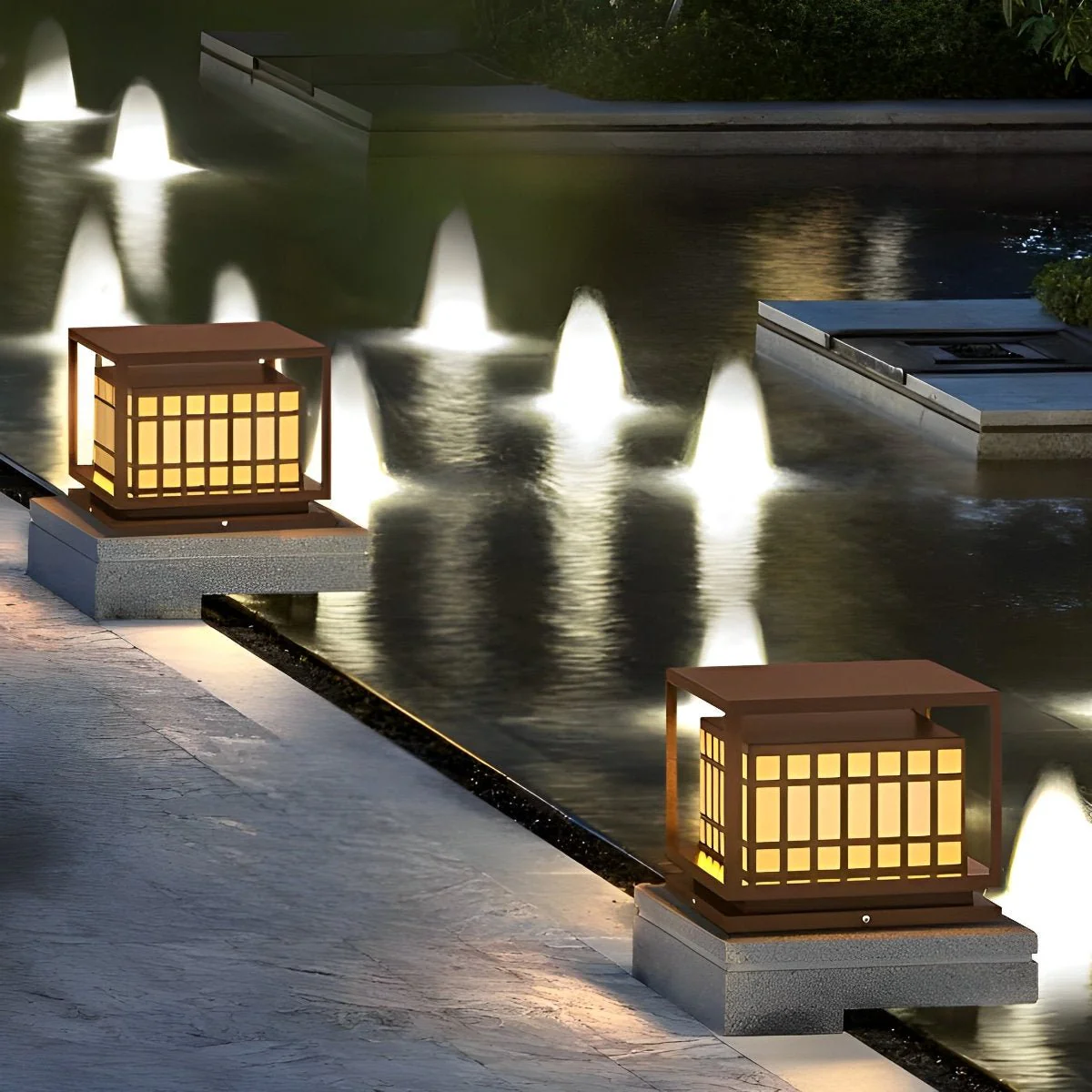 Square LED Waterproof Brown Modern Outdoor Deck Post Lights Pillar Light Column - Image 3