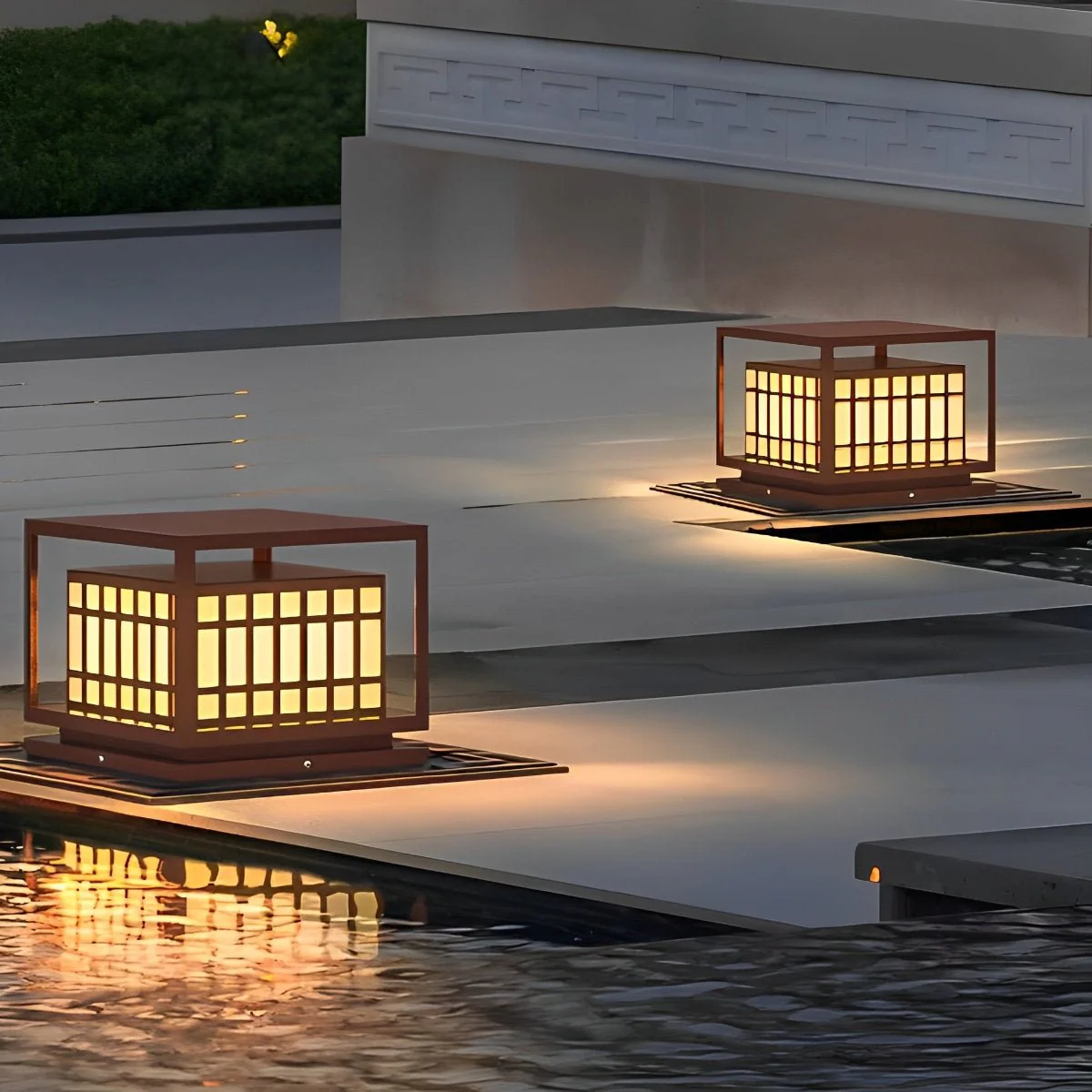 Square LED Waterproof Brown Modern Outdoor Deck Post Lights Pillar Light Column - Image 4