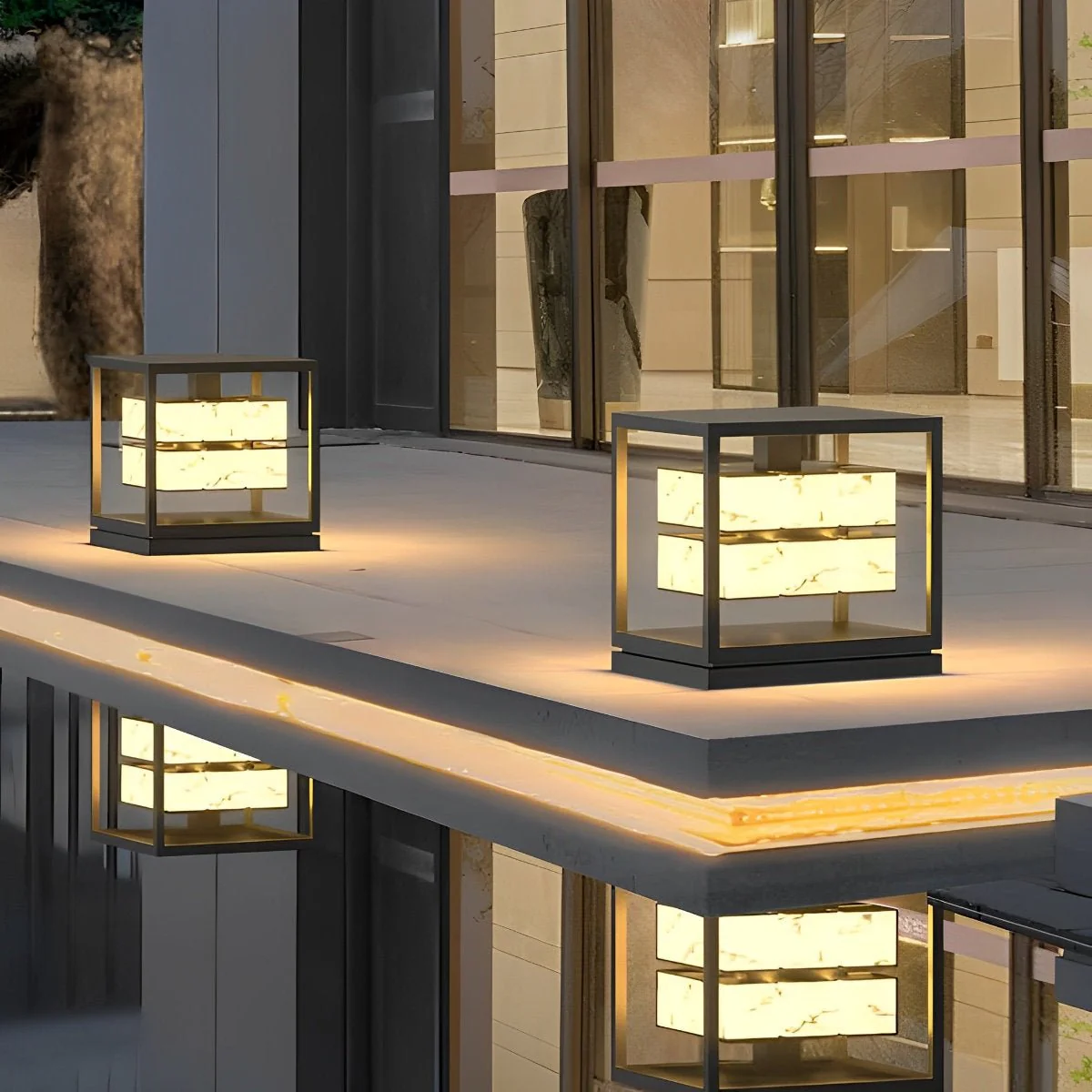Square LED Waterproof Modern Outdoor Deck Lights Pillar Light Post Caps Lights - Image 2