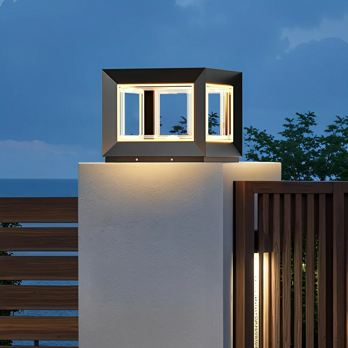 Square Modern Stainless Steel Waterproof LED Outdoor Post Lights