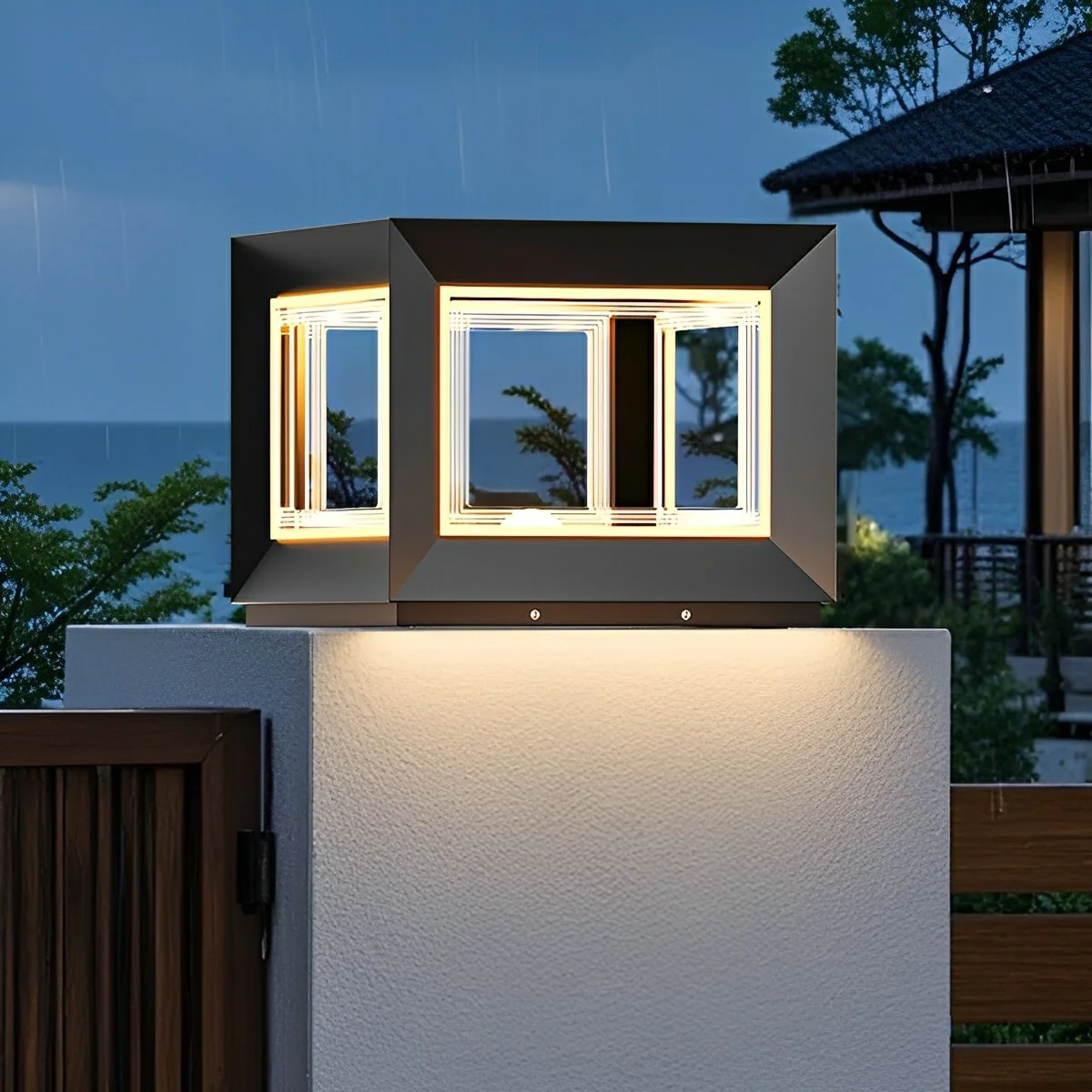 Square Modern Stainless Steel Waterproof LED Outdoor Post Lights - Image 5