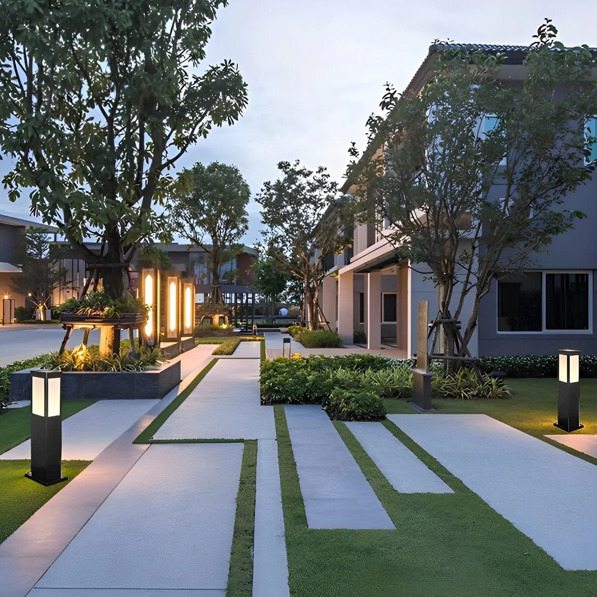 Square Waterproof LED Modern Solar Outdoor Path Lights Post Lights Walkway Lamps - Image 4