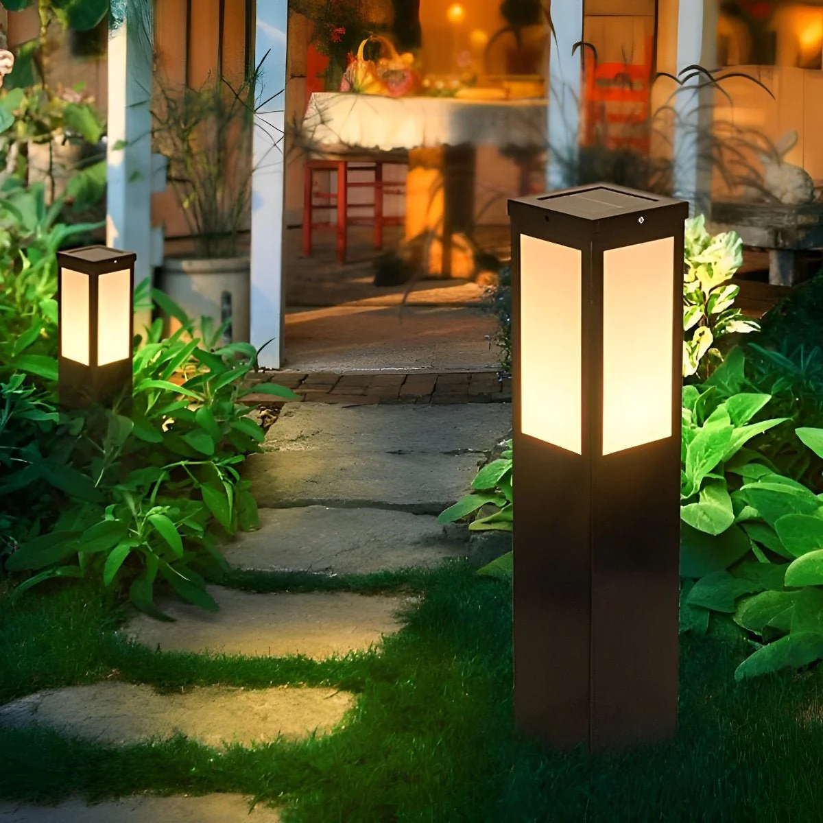 Square Waterproof LED Modern Solar Outdoor Path Lights Post Lights Walkway Lamps - Image 5