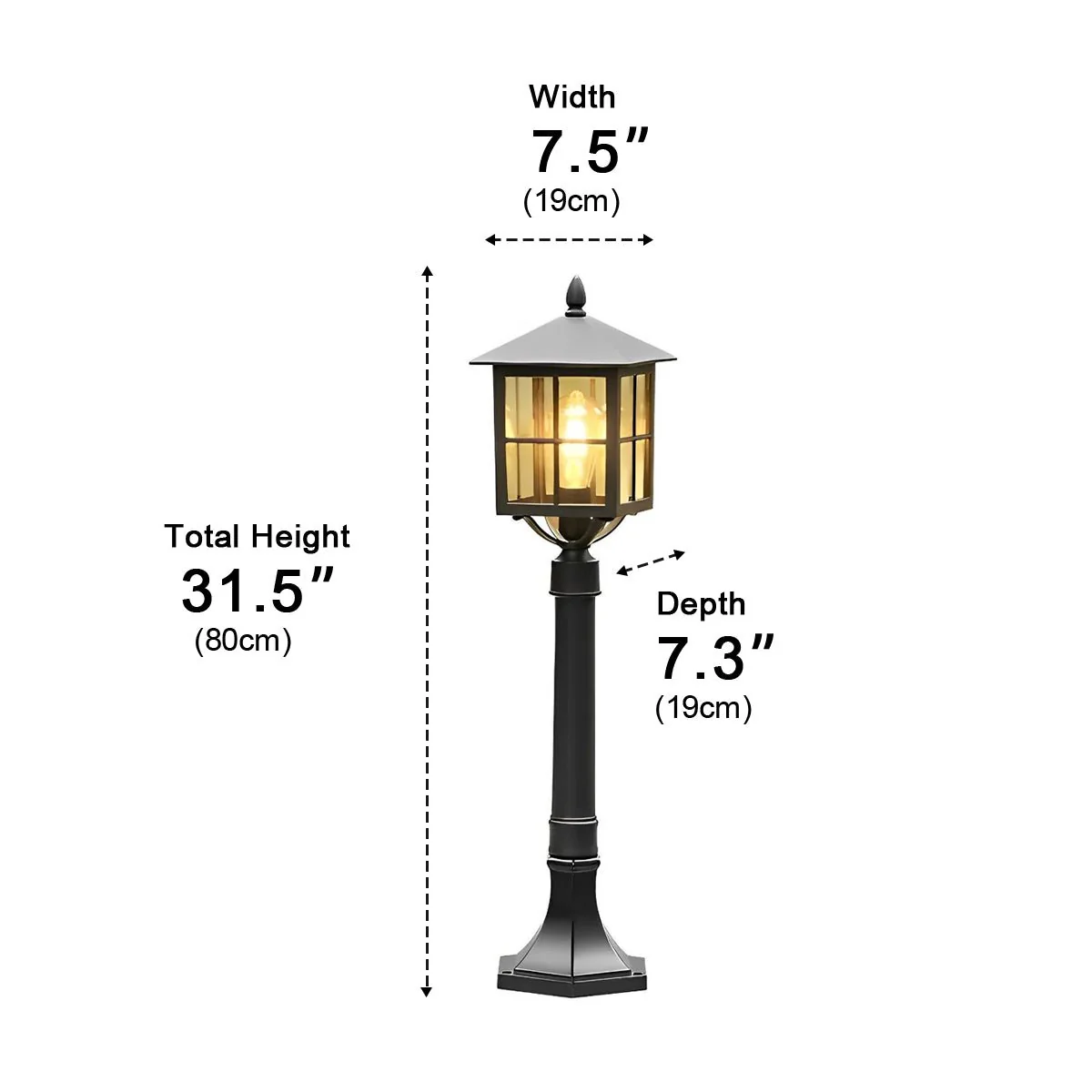 Square Waterproof Aluminum Black Retro Outdoor Lawn Lights - Image 9