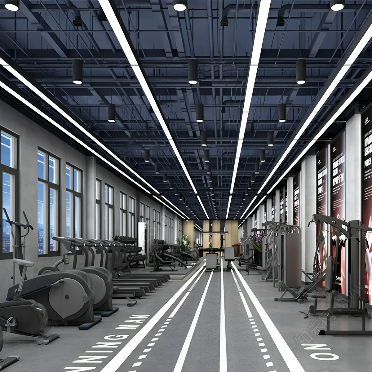 Modern Minimalist Black LED Recessed Office Hanging Light - Image 4