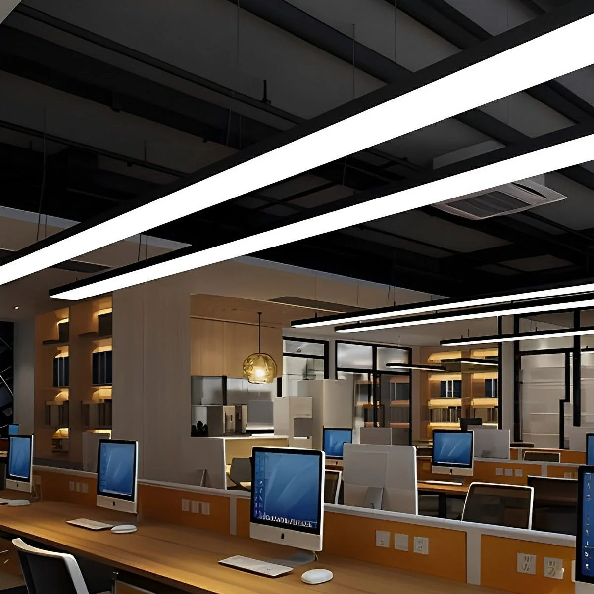 Modern Minimalist Black LED Recessed Office Hanging Light - Image 5