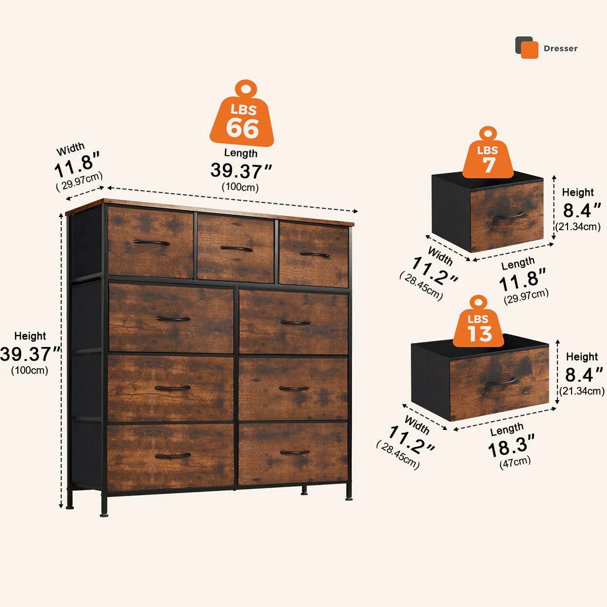 Large Capacity 5-10 Drawer Fabric Storage Cabinet Organizer - Image 20