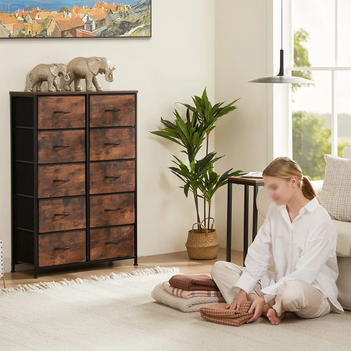 Large Capacity 5-10 Drawer Fabric Storage Cabinet Organizer - Image 3