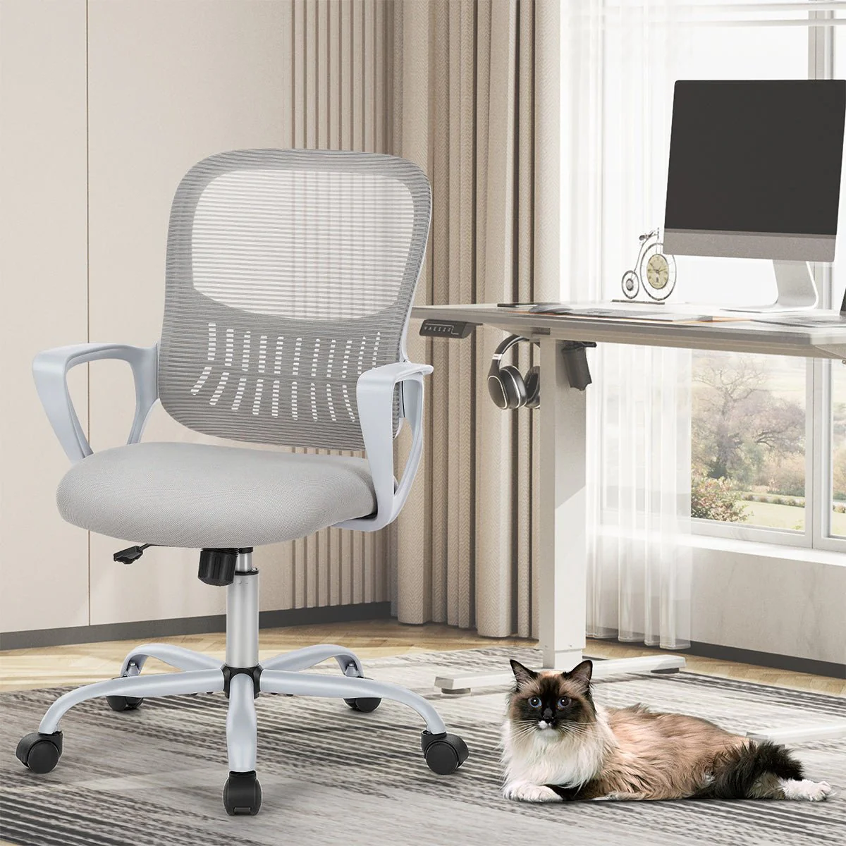 Tall 360 ° Rotatable Modern Ergonomic Office Chair with Armrest - Image 3