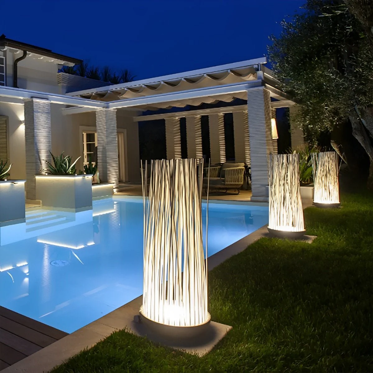 Waterproof Stainless Steel Fiber Optics Fishtail Linear LED Floor Lamp Landscape Light - Image 3