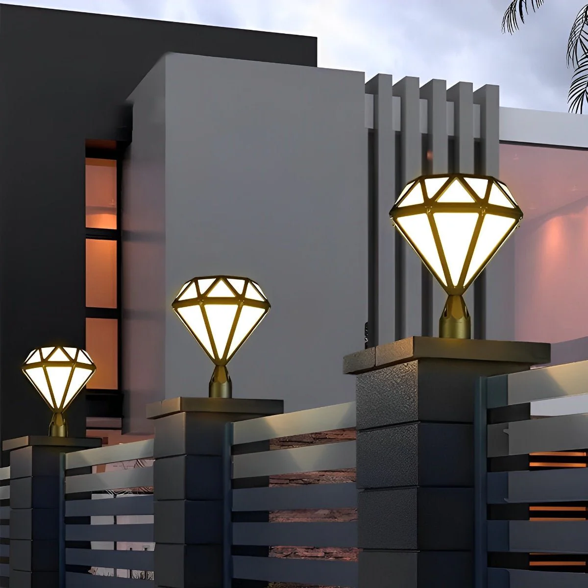 Waterproof Diamond Shape Post Cap Lights Fence Lighting - Image 2