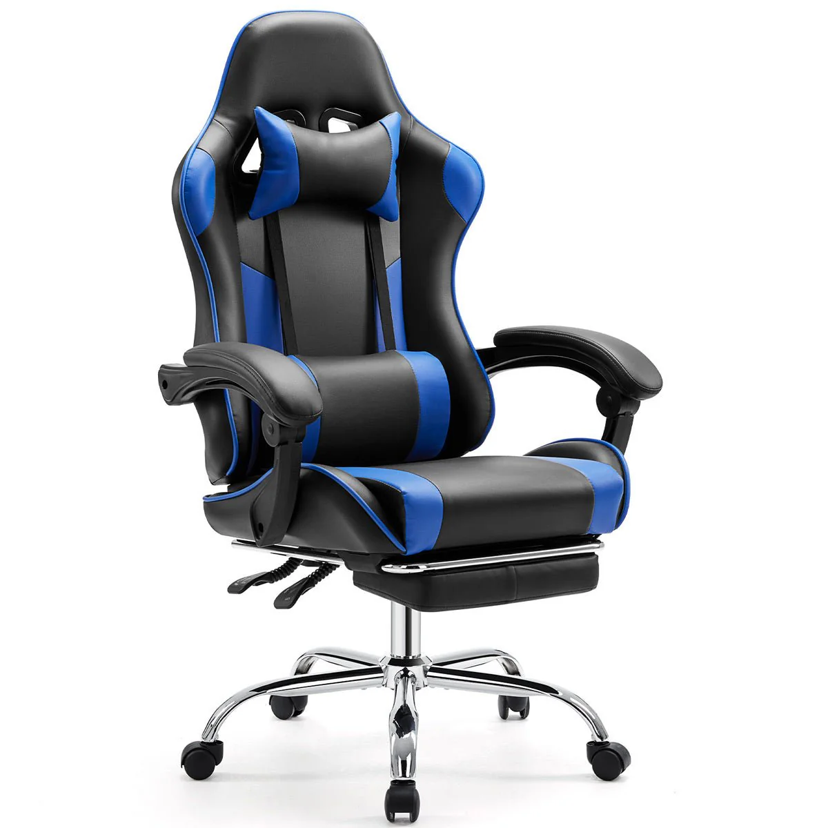 Ergonomic Computer Game Desk Chair Recliner - with Footrest & Lumbar Support & Headrest, Fixed Up Armrest, - Image 10
