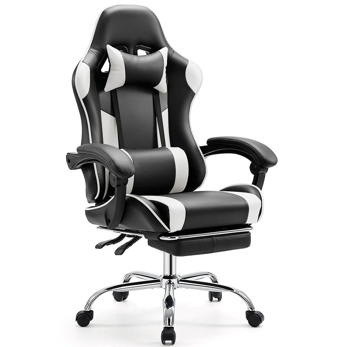 Ergonomic Computer Game Desk Chair Recliner - with Footrest & Lumbar Support & Headrest, Fixed Up Armrest, - Image 4