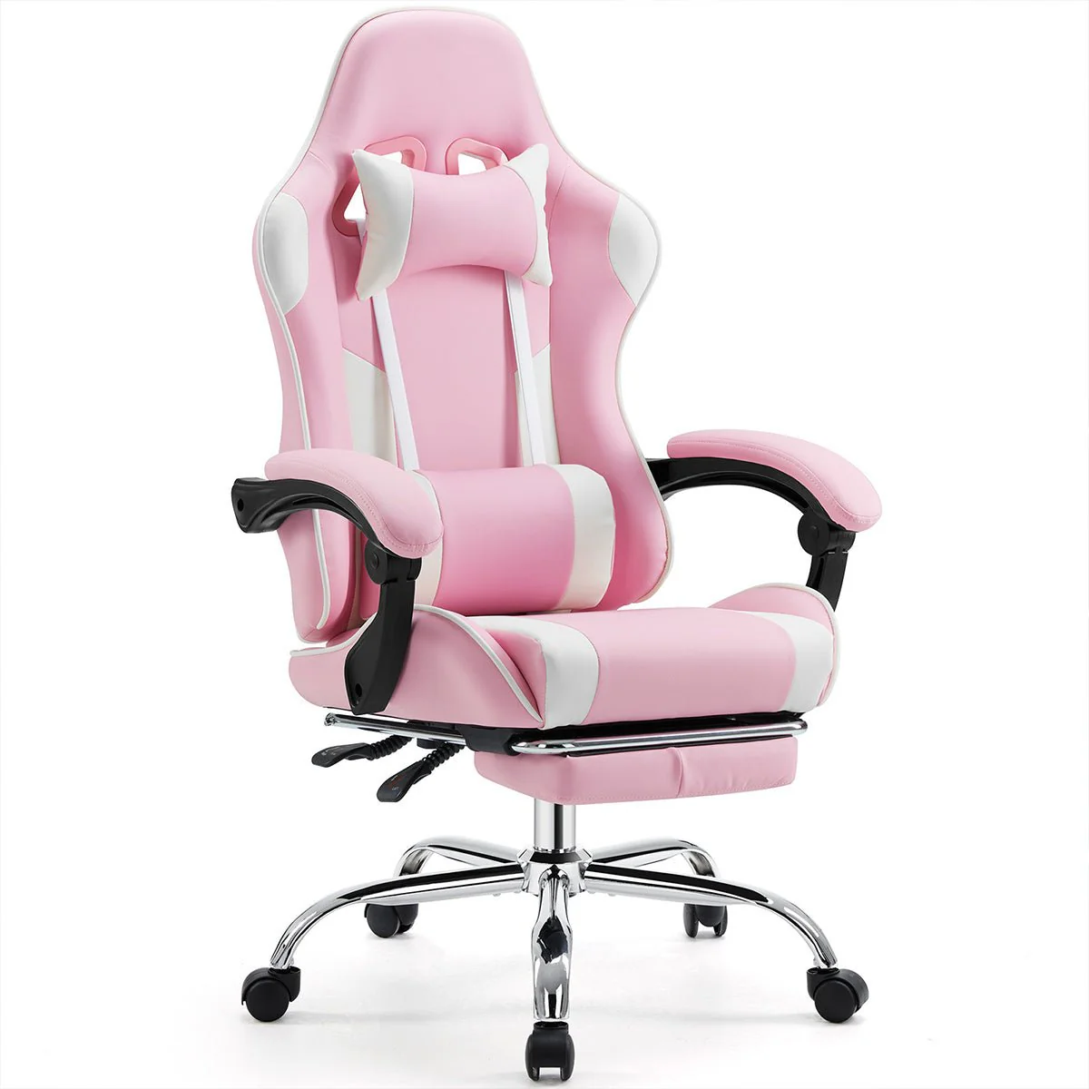 Ergonomic Computer Game Desk Chair Recliner - with Footrest & Lumbar Support & Headrest, Fixed Up Armrest, - Image 8