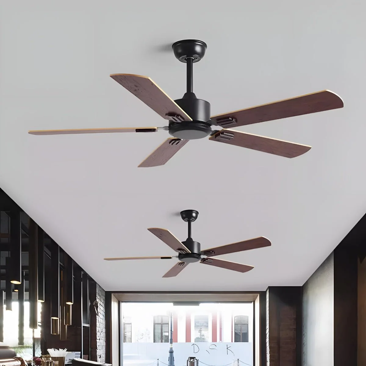 Vintage Wood Grain 3-Speed Frequency Ceiling Fan 5 Blades