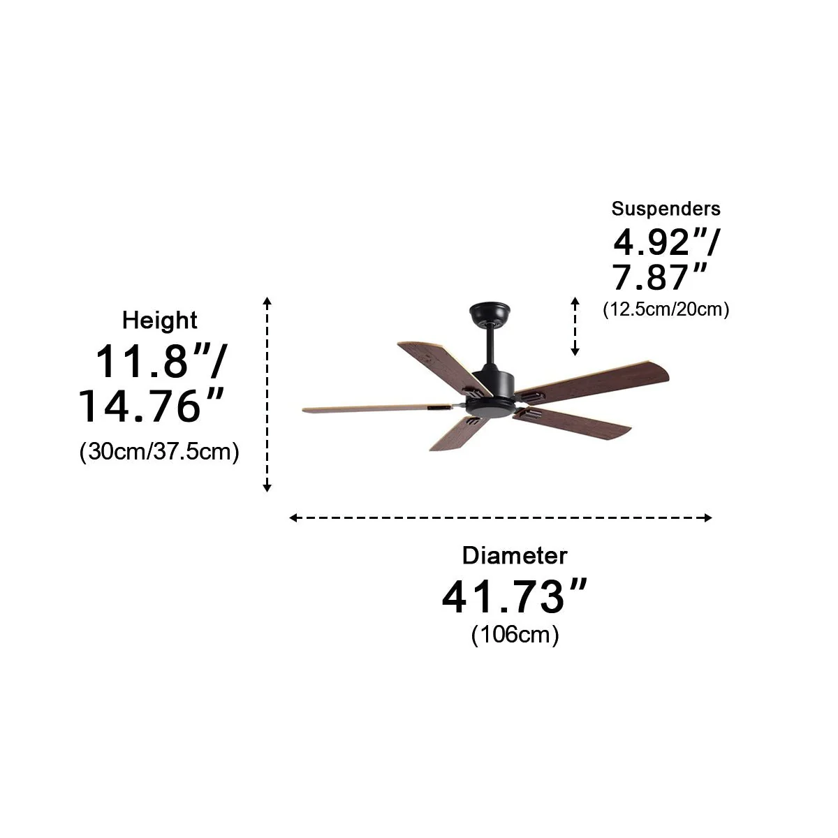 Vintage Wood Grain 3-Speed Frequency Ceiling Fan 5 Blades - Image 10