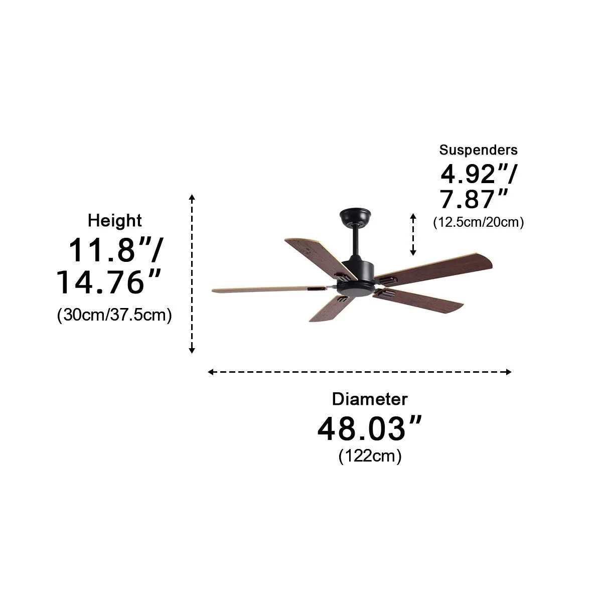 Vintage Wood Grain 3-Speed Frequency Ceiling Fan 5 Blades - Image 11