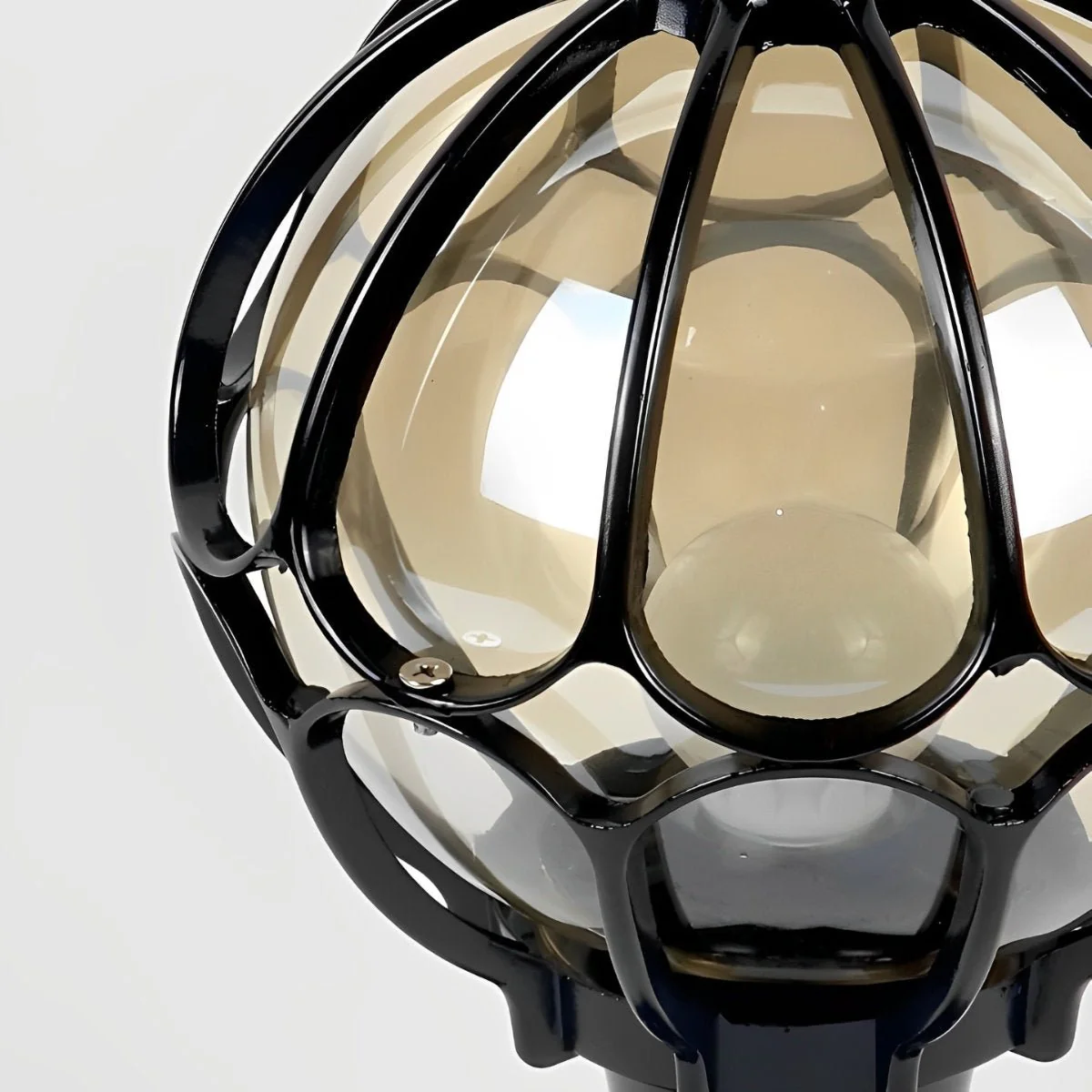 Vintage Glass Aluminum Round Ball Waterproof LED Outdoor Fence Post Light - Image 10