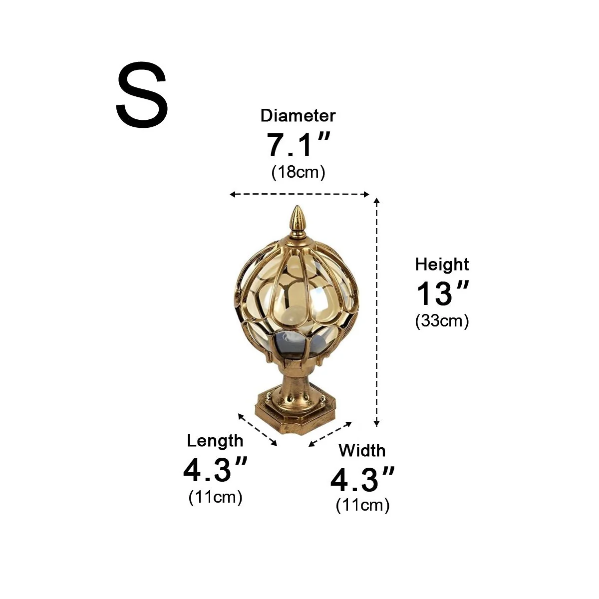 Vintage Glass Aluminum Round Ball Waterproof LED Outdoor Fence Post Light - Image 12