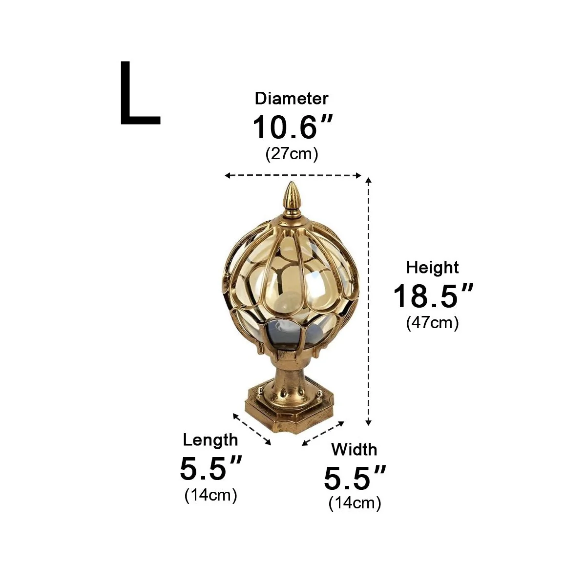 Vintage Glass Aluminum Round Ball Waterproof LED Outdoor Fence Post Light - Image 14
