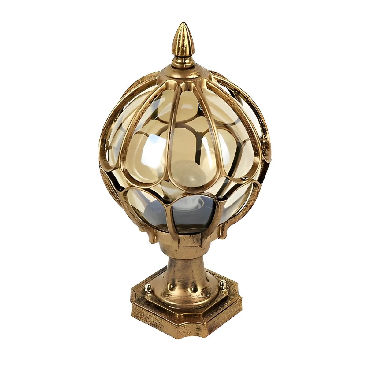 Vintage Glass Aluminum Round Ball Waterproof LED Outdoor Fence Post Light - Image 8