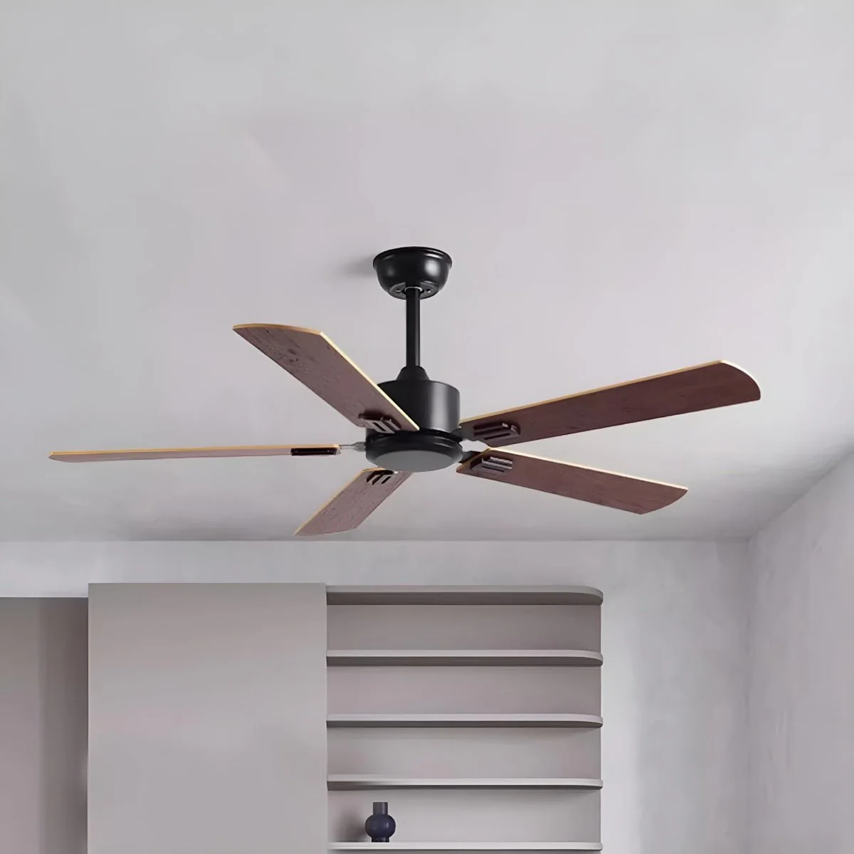 Vintage Wood Grain DC Motor 6-speed Reverse Frequency Ceiling Fan 5 Blades - Image 2
