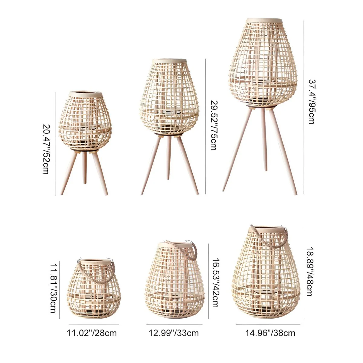 Vintage Handmade Rattan LED Candle Lantern Floor Lamp - Image 10